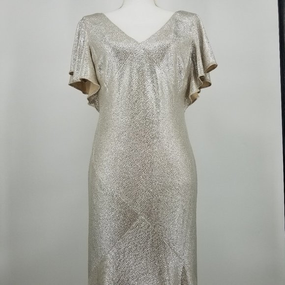 Ralph Lauren Flutter Sleeve Evening Dress 6 & 12 - Picture 7 of 13